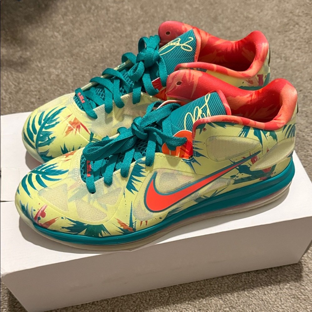 Nike LeBron IX Low White Lime and Bright Mango